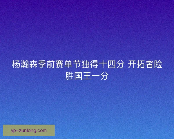 杨瀚森季前赛单节独得十四分 开拓者险胜国王一分