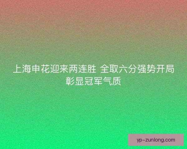 上海申花迎来两连胜 全取六分强势开局彰显冠军气质