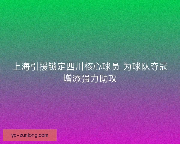 上海引援锁定四川核心球员 为球队夺冠增添强力助攻