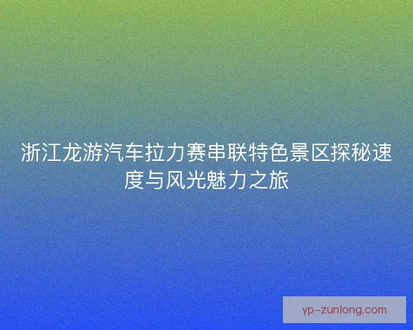 浙江龙游汽车拉力赛串联特色景区探秘速度与风光魅力之旅