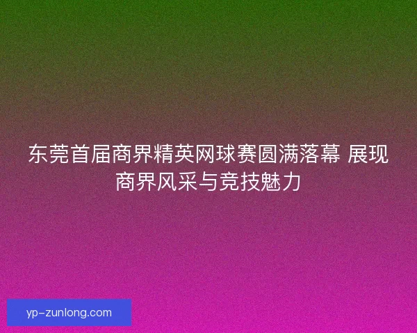 东莞首届商界精英网球赛圆满落幕 展现商界风采与竞技魅力